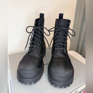 Balenciaga Black Lace-Up Combat Boots